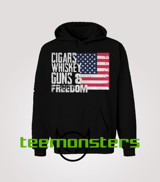 American Flag Cigar Whiskey Gun Hoodie