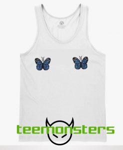 Blue Ribbed Butterfly Tanktop