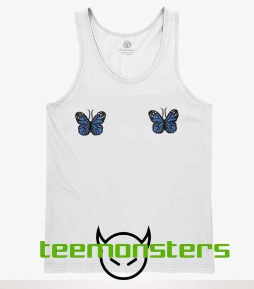 Blue Ribbed Butterfly Tanktop