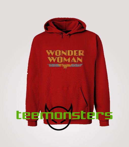 Wonder Woman Vintage Font Logo Hoodie