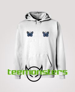 Blue Ribbed Butterfly Hoodie