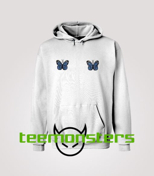 Blue Ribbed Butterfly Hoodie