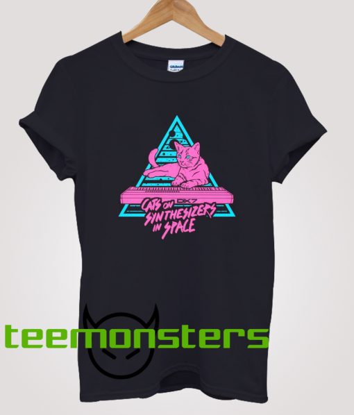 Cats On Synthesizers In Space Neon T-shirt