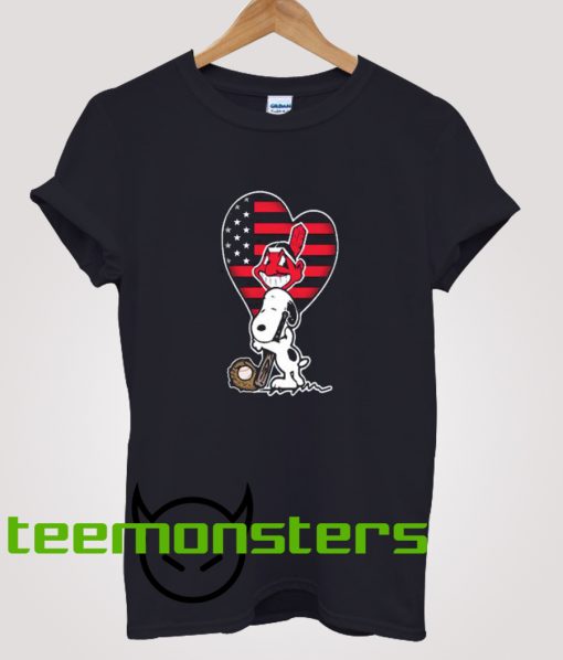 Cleveland Indians Snoopy Baseball T-Shirt