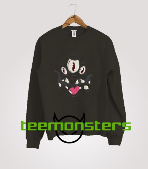 Halloween Black Monster Face Sweatshirt