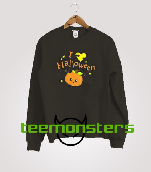 I Love Halloween Cute Pumpkin Vampire Sweatshirt