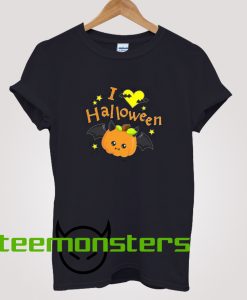 I Love Halloween Cute Pumpkin Vampire T-Shirt