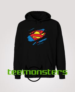 Superman Logo Ripped Hoodie