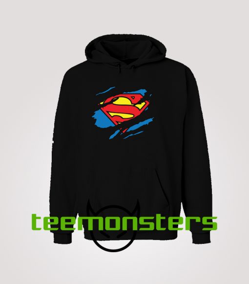 Superman Logo Ripped Hoodie