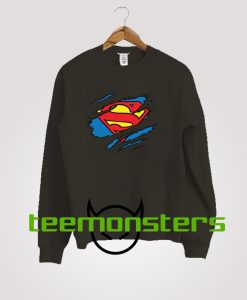 Superman Logo Ripped Sweatshirt