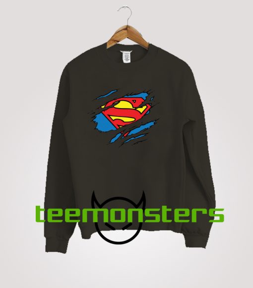 Superman Logo Ripped Sweatshirt