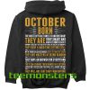 October Born Quotes Back Hoodie