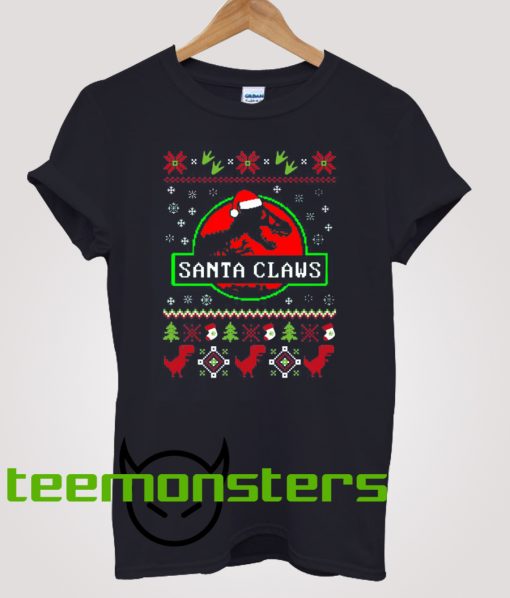 Santa Claws Jurassic Park Christmas T-Shirt