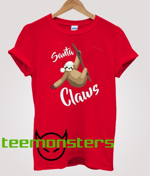 Santa Claws Sloth Christmas T-shirt