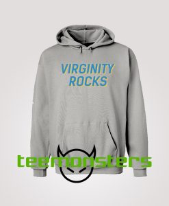 Virginity Rocks Blue Text Hoodie