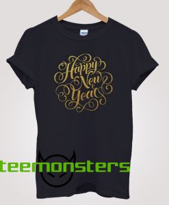 Happy New Year Typography T-shirt