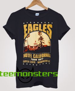 The Eagles Rock Band at the Hotel California Retro black t shirt