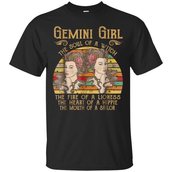 Awesome vintage gemini woman the soul of a witch T-shirt DN