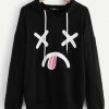 Cartoon Print Drawstring Hoodie AD