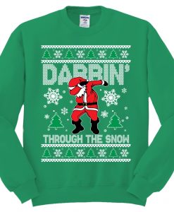 Dabbin' Through The Snow White _ Mens Christmas Crewneck Sweatshirt AD