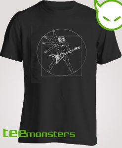 Guitar player funny Vitruvian man T-shirt