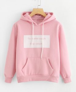 Slogan Print Kangaroo Pocket Hoodie AD