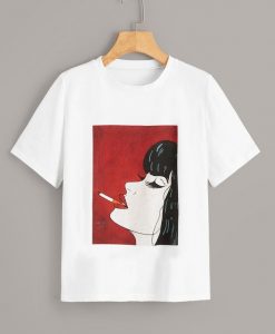 Figure Print Tee Whaite T-Shirt RE23