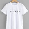 Letter Print Monday T-shirt RE23