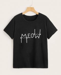 Meow Black Tshirt RE23