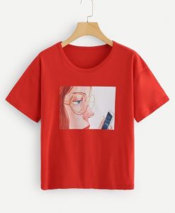 Red Regular Length Girls Figure T-Shirt RE23