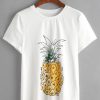 White Pineapple Print T-shirt RE23