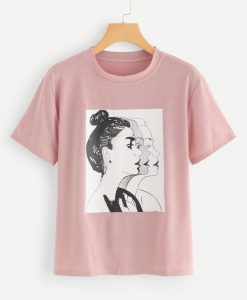 Women Figure Print Tee T-shirt RE23