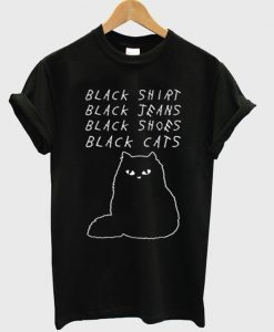 Black Shirt, Black Jeans, Black Shoes, Black cat t-shirt