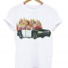 Burning Police Car t shirt