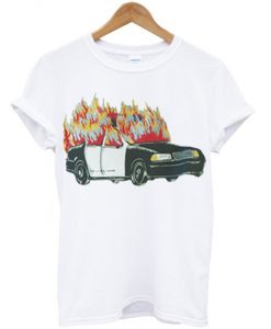 Burning Police Car t shirt