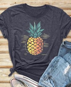 Pineapple Print Short Sleeve T-Shirt RE23