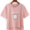 Shop Drop Shoulder Milk Print T-shirt RE23