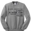 a girl krows her limiti sweatshirt