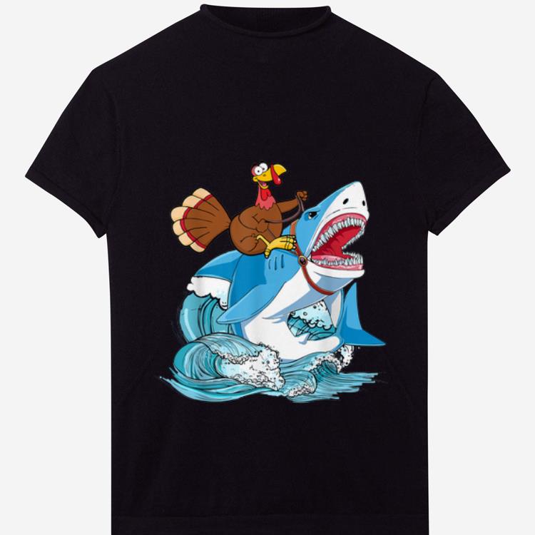 Awesome Dabbing Turkey Riding Shark T Shirt ZX03