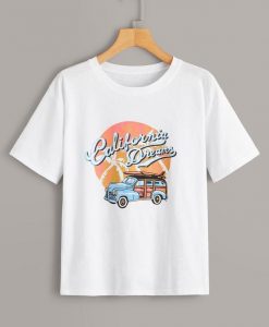 Car & Letter Print T-shirt RE23