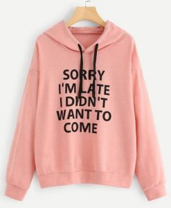 Slogan Print Drop Shoulder Hoodie RE23