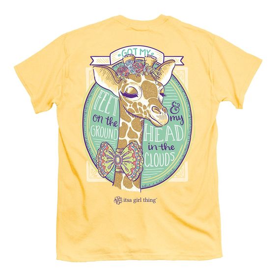 It's A Girl Thing Giraffe Head in The Clouds T-shirt REW