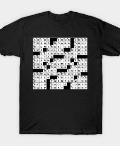 spot on a shirt crossword clue T-shirt REW