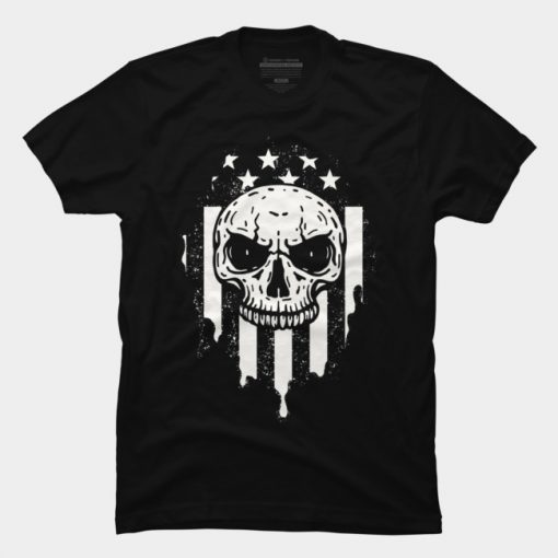 USA Flag Skull T Shirt ADR