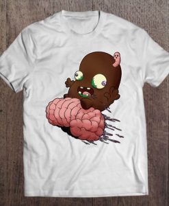 Zombean & Wormy Ride A Brain T-SHIRT ADR