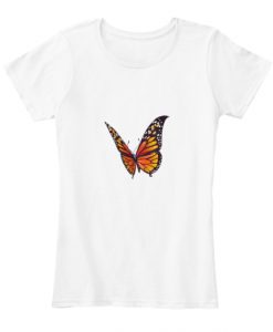 Butterfly Print Long Sleeve Womens T-Shirt IGS