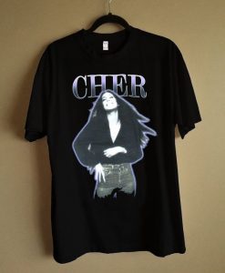 Cher Purple Outline Vintage Pic Black T Shirt ZX06