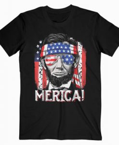 Lincoln 4th of July Merica American Flag Gifts T-Shirt RE23