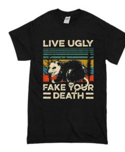 Live Ugly Fake Your Death Retro Vintage T-Shirt RE23