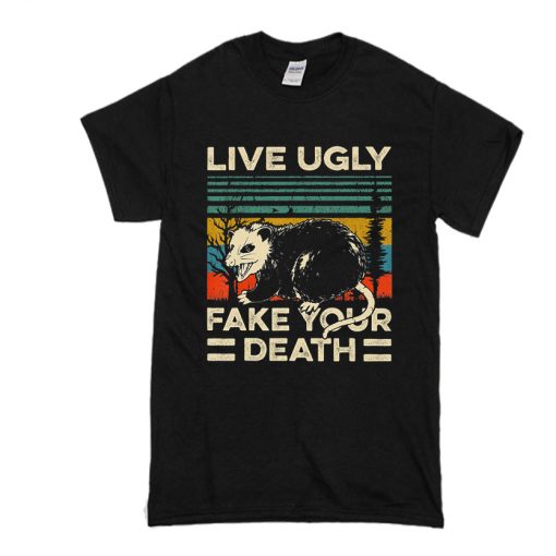 Live Ugly Fake Your Death Retro Vintage T-Shirt RE23